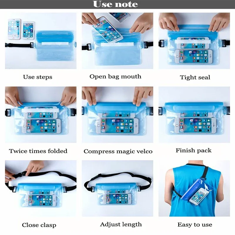 Swimming waterproof waist pack PVC drifting outdoor leisure sealing transparent touch screen mobile phone waterproof