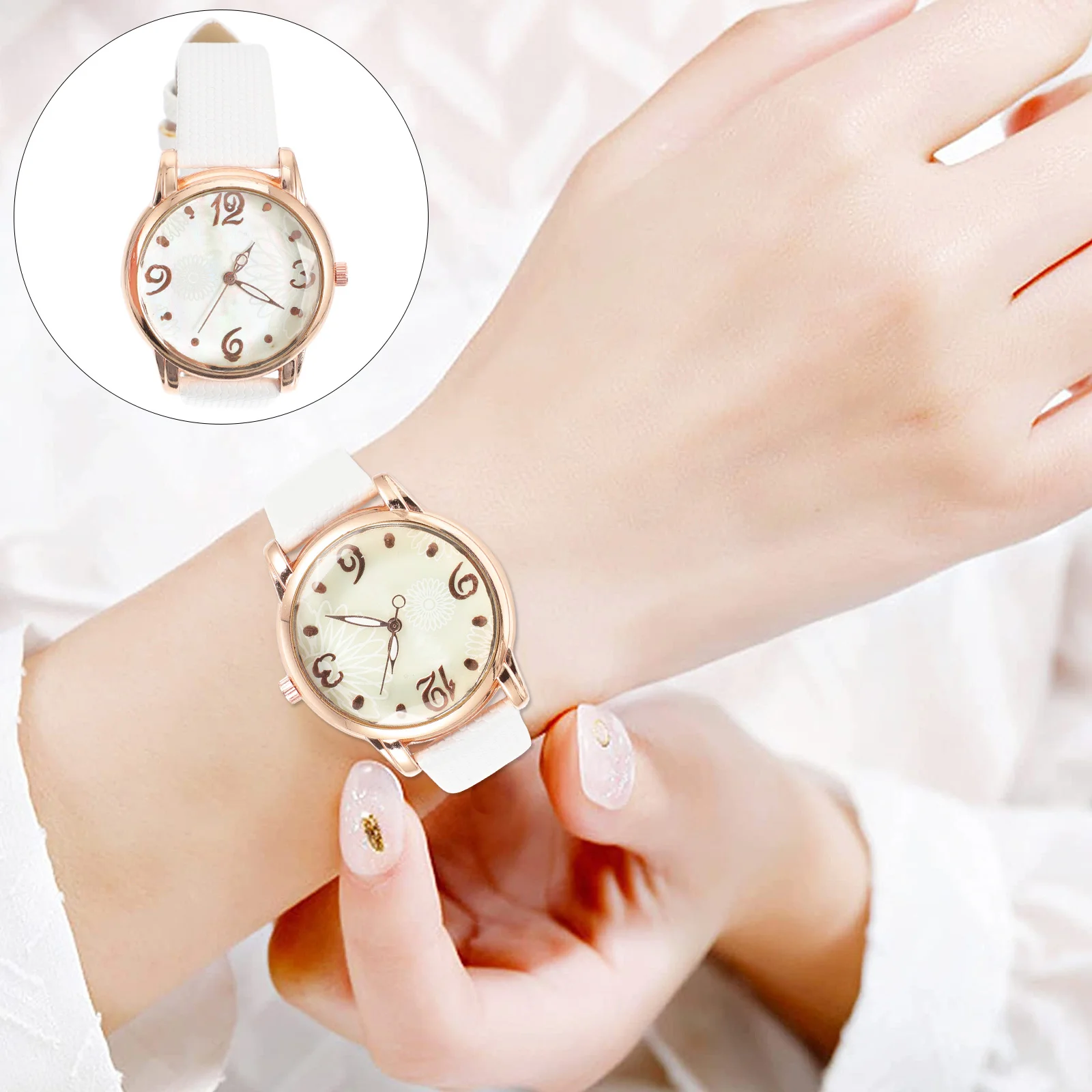 ساعة نسائية كلاسيكية بحزام فستان تقليد كاجوال، حركة كوارتز دقيقة، مريحة للارتداء اليومي