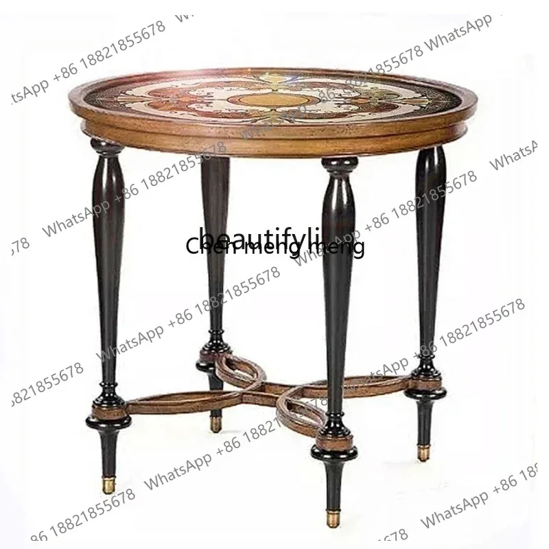 

lhy 26 New Arrivals European-Style Living Room Side Table Glass Retro American Telephone Table Sofa Light Luxury Solid Wood Smal