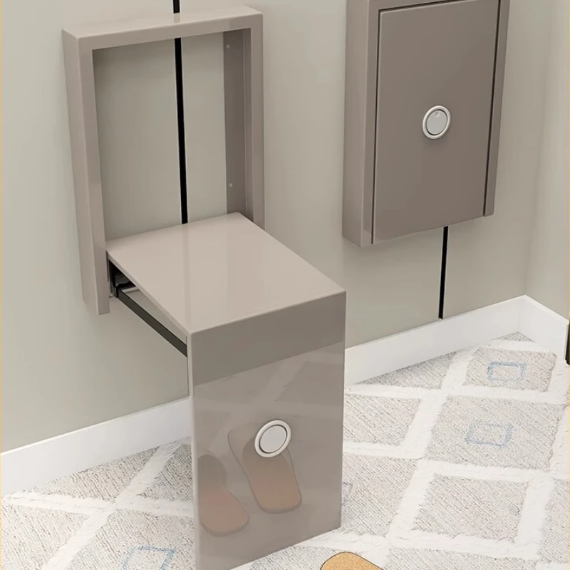 Wall Mounted Folding Shoe Bench Hone Retractable Stool for Entryway Space Saving Chair Apartment