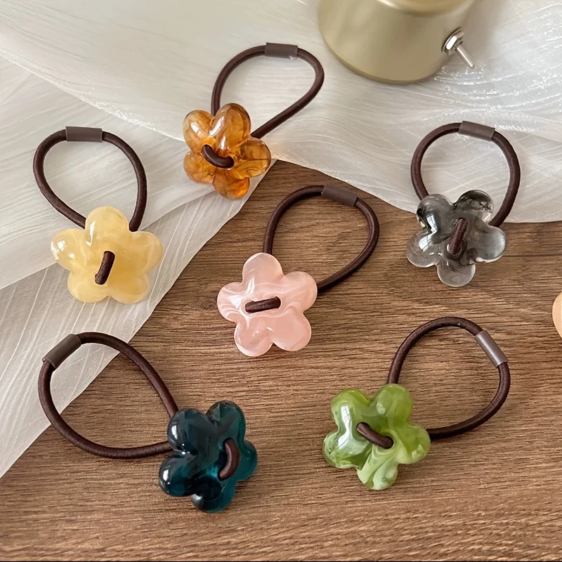 

6 шт. колец для волос с цветами ранней весны. Разноцветные, высокоэластичные. Милые и очаровательные резинки для волос для хвостиков и пучков.