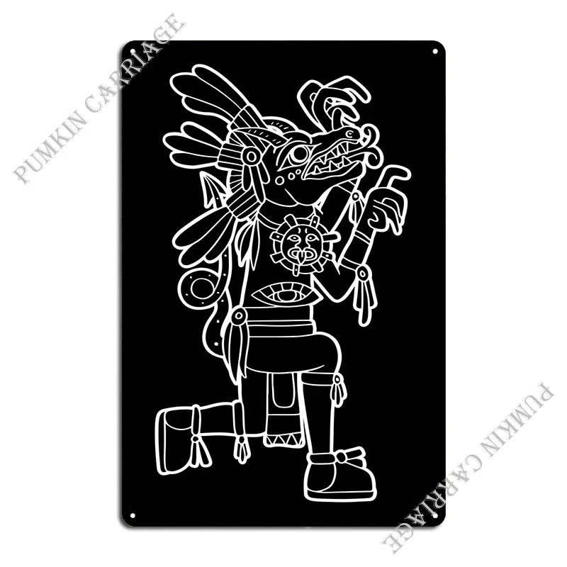 Xolotl Aztec God Nahuatl Quetzalcoatl Feathered Aztec God of Wisdom Art Board Metal Decoration Wall Mural Cinema Tin Sign Poster