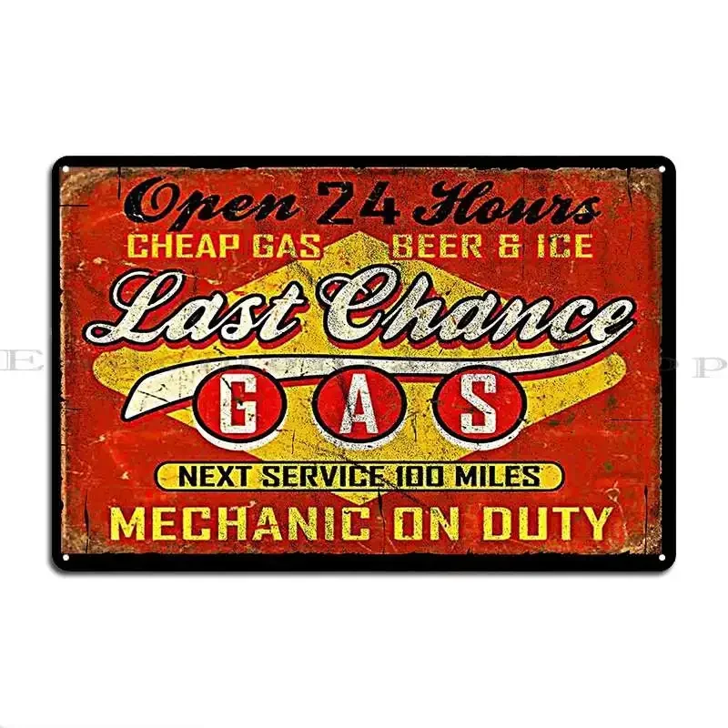Last Chance Gas Sign Worn Metal Sign Retro Plaques Living Room Wall Designs Tin Sign Poster
