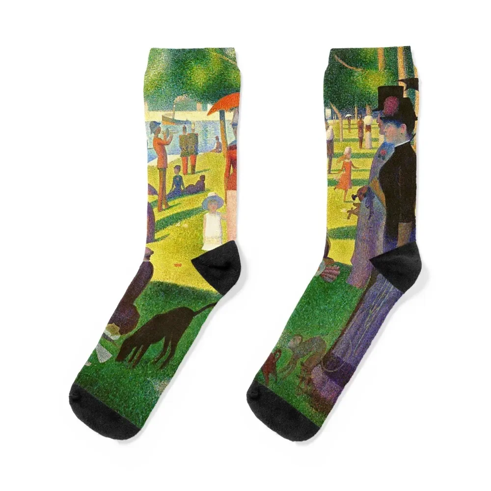 

A Sunday Afternoon on the Island of La Grande Jatte - Georges Seurat Socks designer brand Running Socks Girl Men's