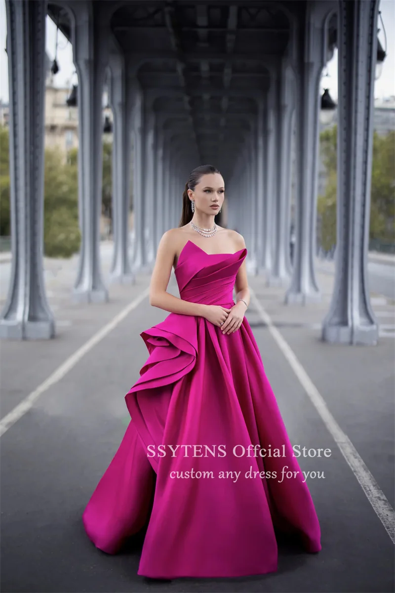 SSYTENS Elegant Pink Saudi Evening Dresses Customized Dubai Arabic Women Party Formal Luxury Gala Gowns Long Wedding Prom Dress