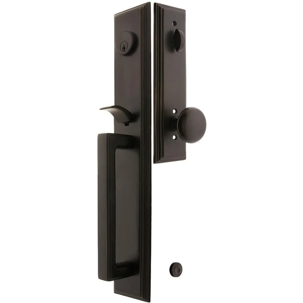 

Melrose Style Tubular Handleset in Oil Rubbed Bronze with Providence Knobs and 2 3/8" Backset. Antique Handles.