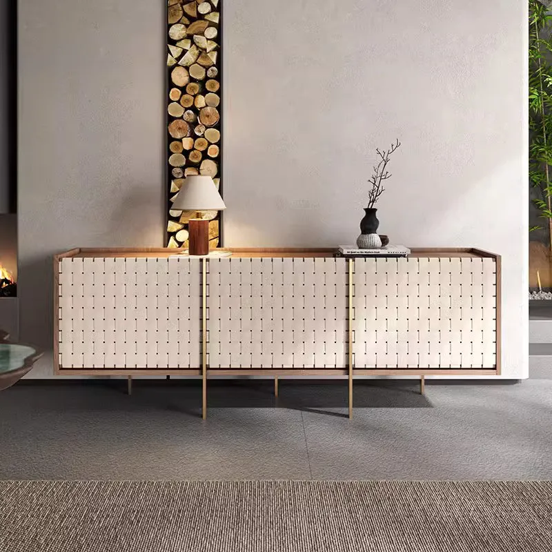 

Nordic light luxury wooden dining side cabinet designer villa living room decorative locker modern simple entrance cabinet