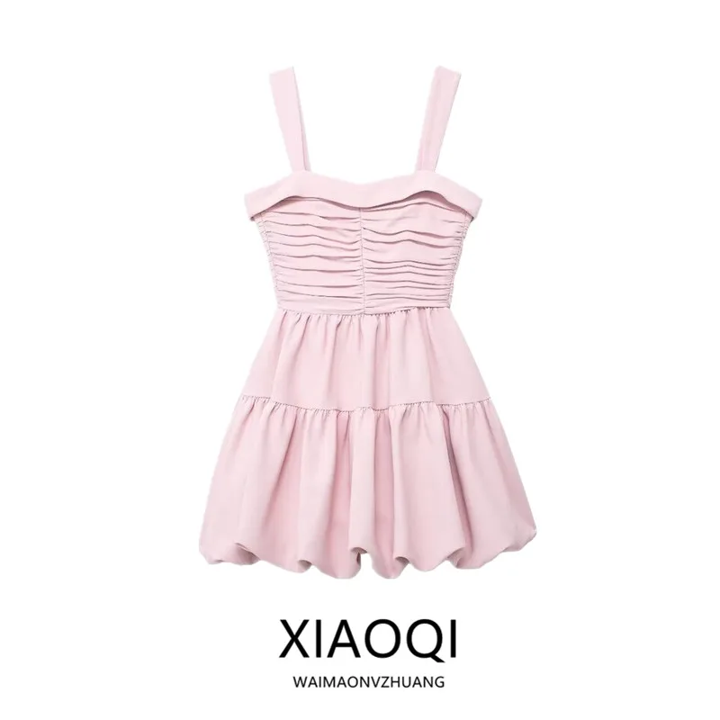 Vestido  com Alças Decorativas em Camadas para Mulheres Verão 2024 Estilo E e Faion Sem Mangas