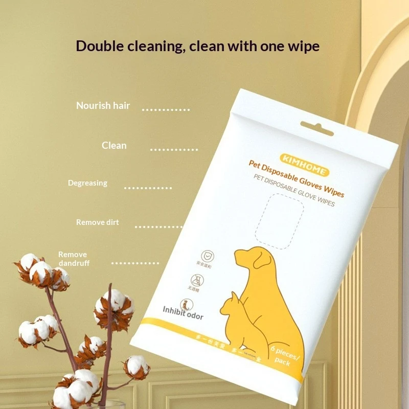 Pet no-rinse gloves, cat bathing pet wipes wholesale, dog dry cleaning gloves, butt wiping supplies