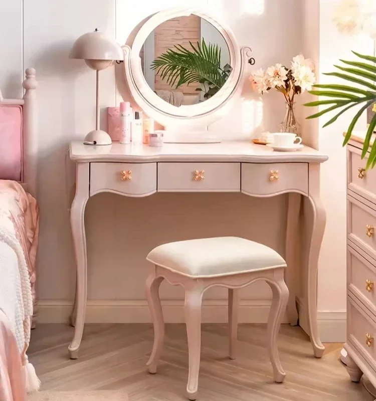 Advanced Makeup Table Bedroom Light Luxury Dresser  French Style Dresser Solid Wood European-Style