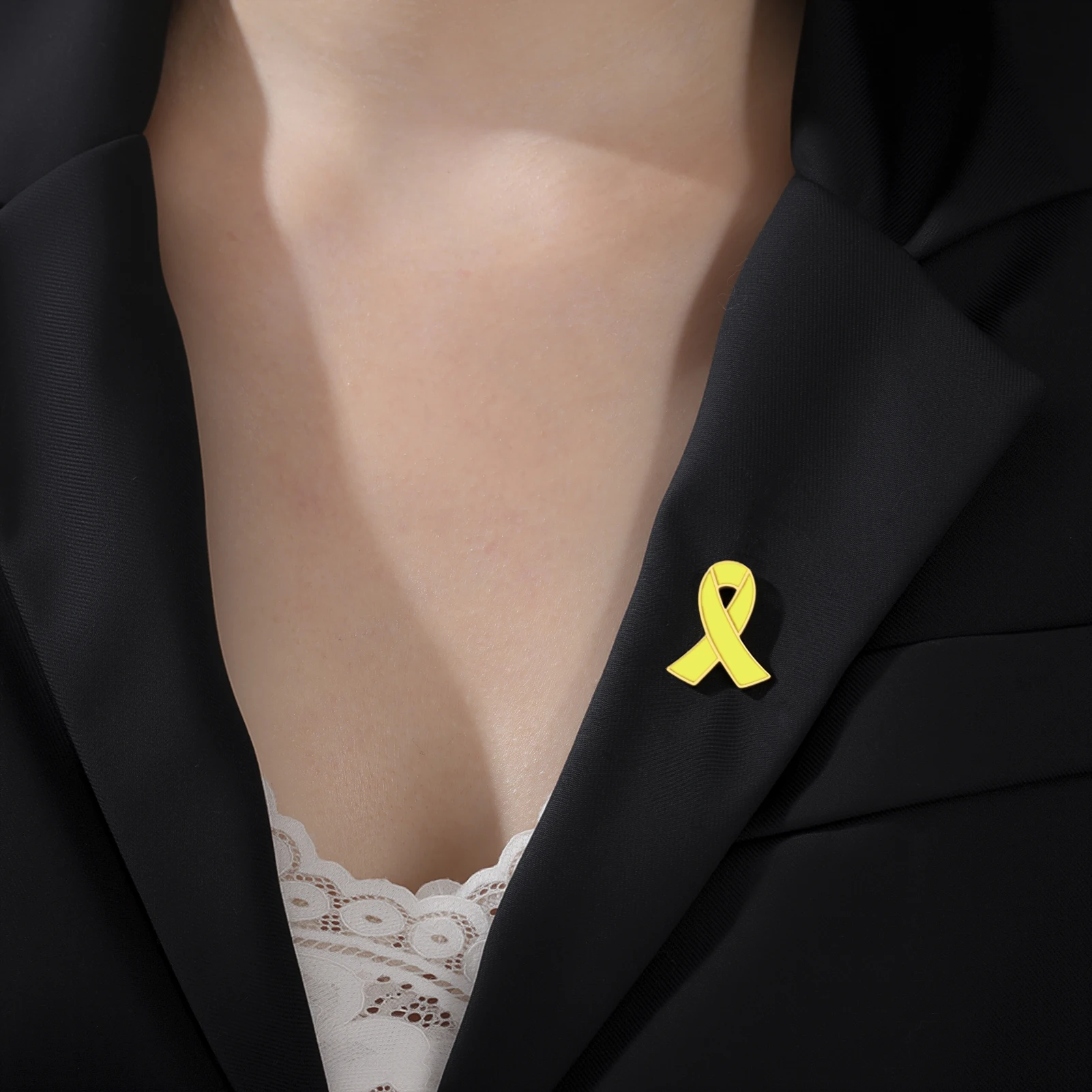 

Yellow Awareness Ribbon Lapel Pin Support Cause Charity Stainless Steel Charity Brooch