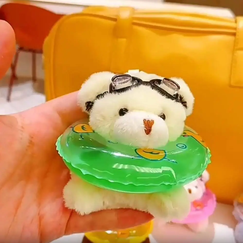 

PVC Swimming Bear Keychain Cartoon Stuffed Goggles Animal Pendant Korean Style Transparent Plush Bear Key Ring Gift