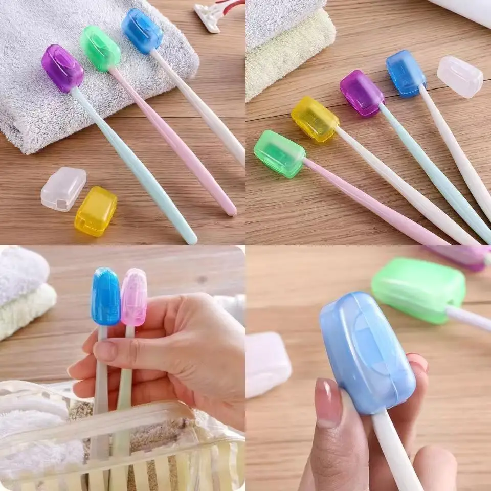5PCS  random color Travel toothbrush head cover toothbrush head protector portable outdoor travel toothbrush protective case