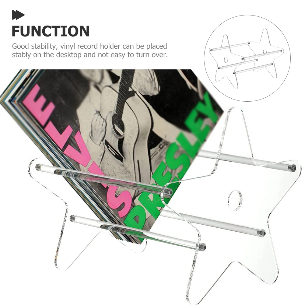 

Acrylic Desktop Vinyl Record Holder Book Storage Organizer Clear Magazine Rack for Home Office Desktop File Organizer