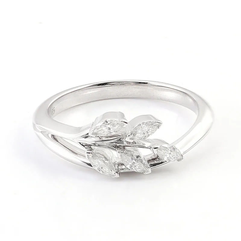 Provence 10K/14K/18K Moissanite Promise Rings for Women D Color VVS Marquise Cut Statement Rings DIY Leaf Custom Jewelry