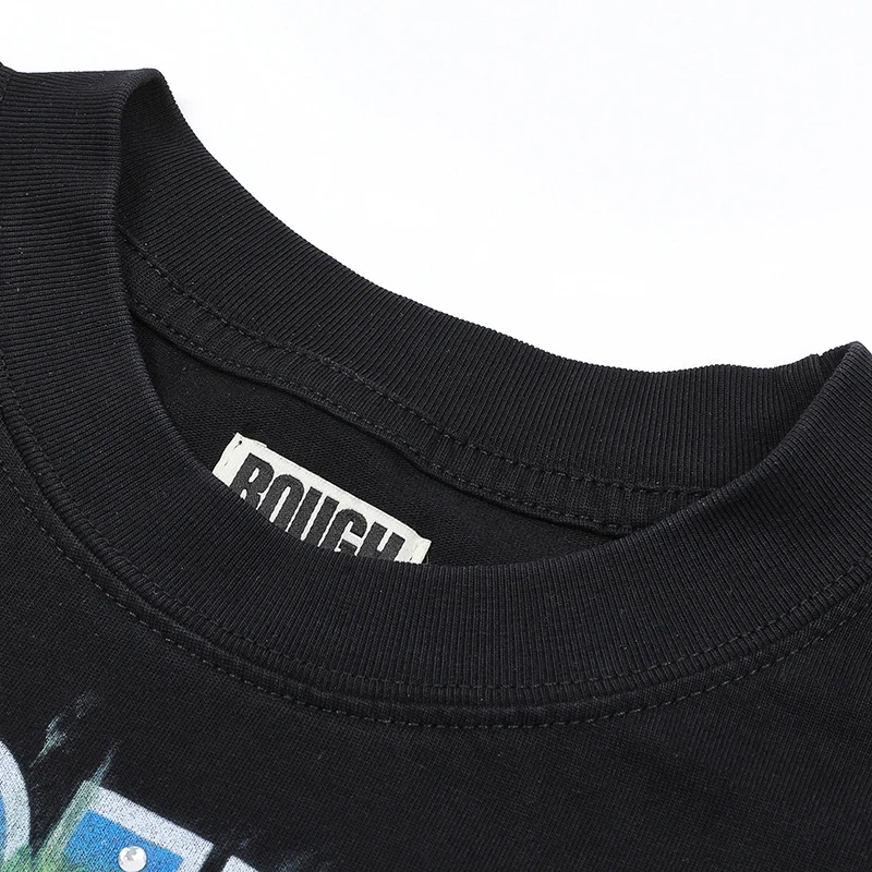 Rough Play Long Sleeve American Skull Brain Printed T-shirt High Street Hip Hop High Quality Loose Rough Play Men's Clothing