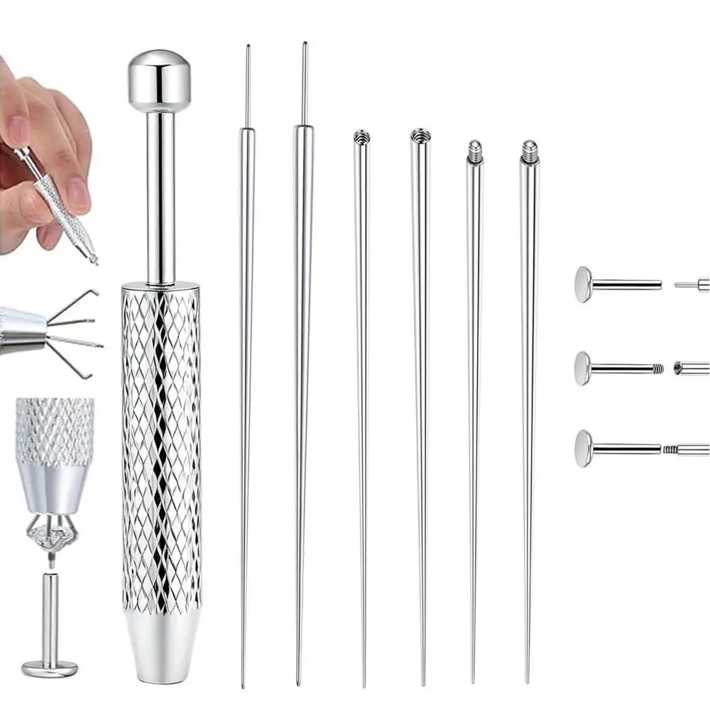 Stainless Steel Piercing Taper Tool Earring Applicator Earring Tool Puncture Connecting Pin Straight/Curved Pole Professional