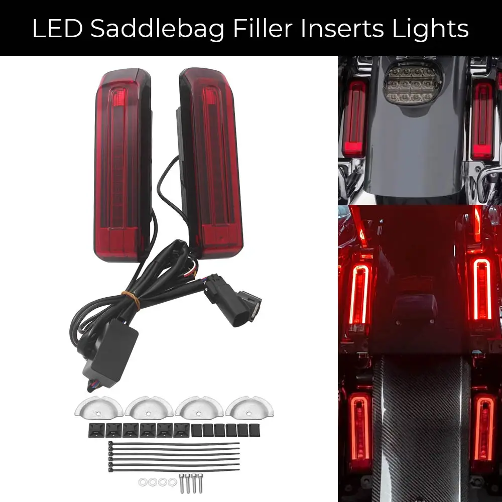 

Motorcycle 1Pair LED Saddlebag Filler Inserts Lights ABS Plastic For Harley Touring Road Glide Ultra CVO/SE FLTRUSE 2015 2016