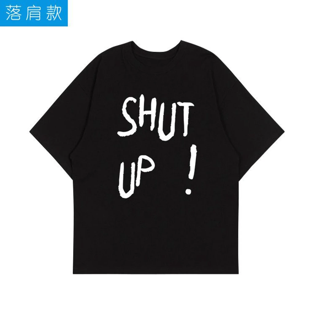 KPOP Y2K V SHUT UP Print T-shirt Summer Women Bat Sleeve Cotton Y2k CASUAL T-shirt Harajuku 90S Oversize Streetwear