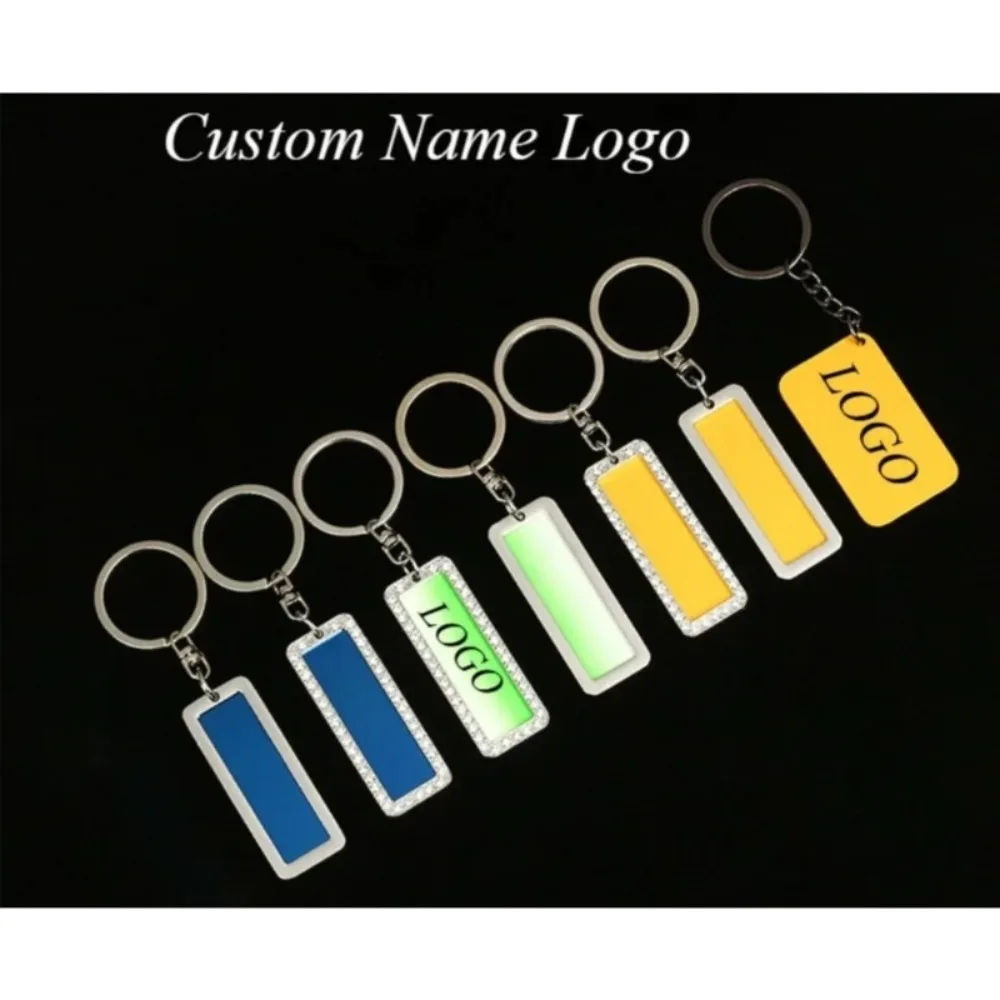 

Custom Logo Name Laser Engraving Keychain Creative Metal Car Moto Key Chain Ring Gradient Color Keyring Pendant Gift
