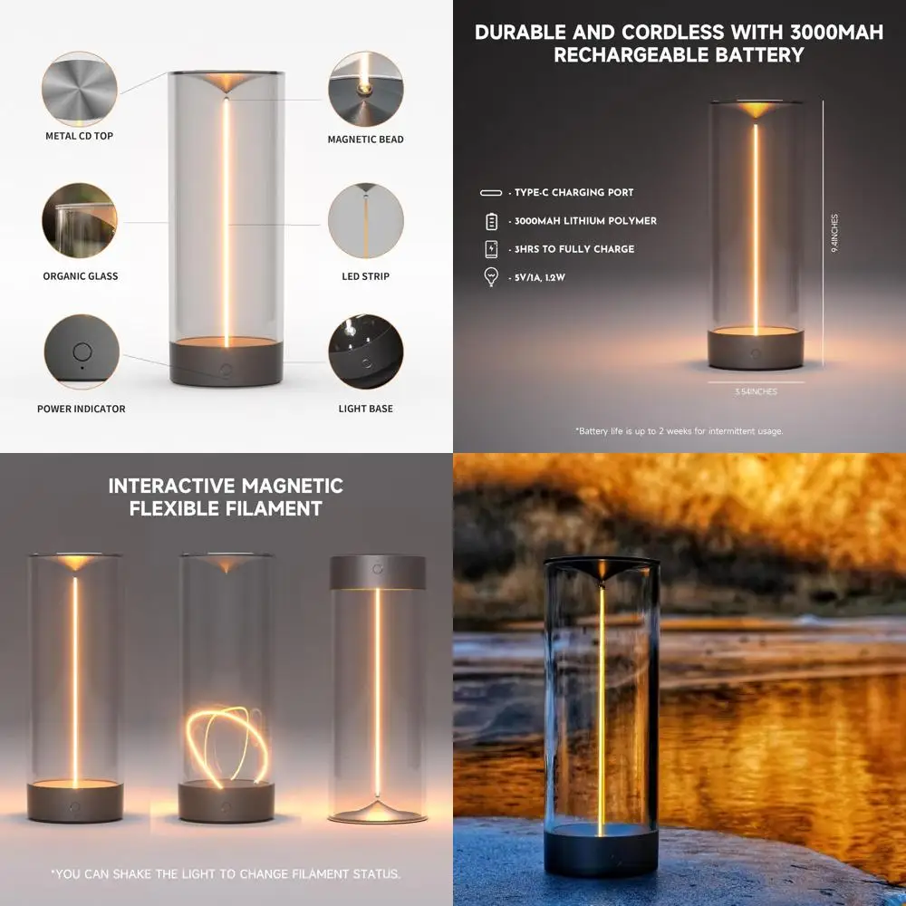 

Перезаряжаемая светодиодная настольная лампа с 3-уровневой регулировкой яркости для дома, офиса и различных помещений