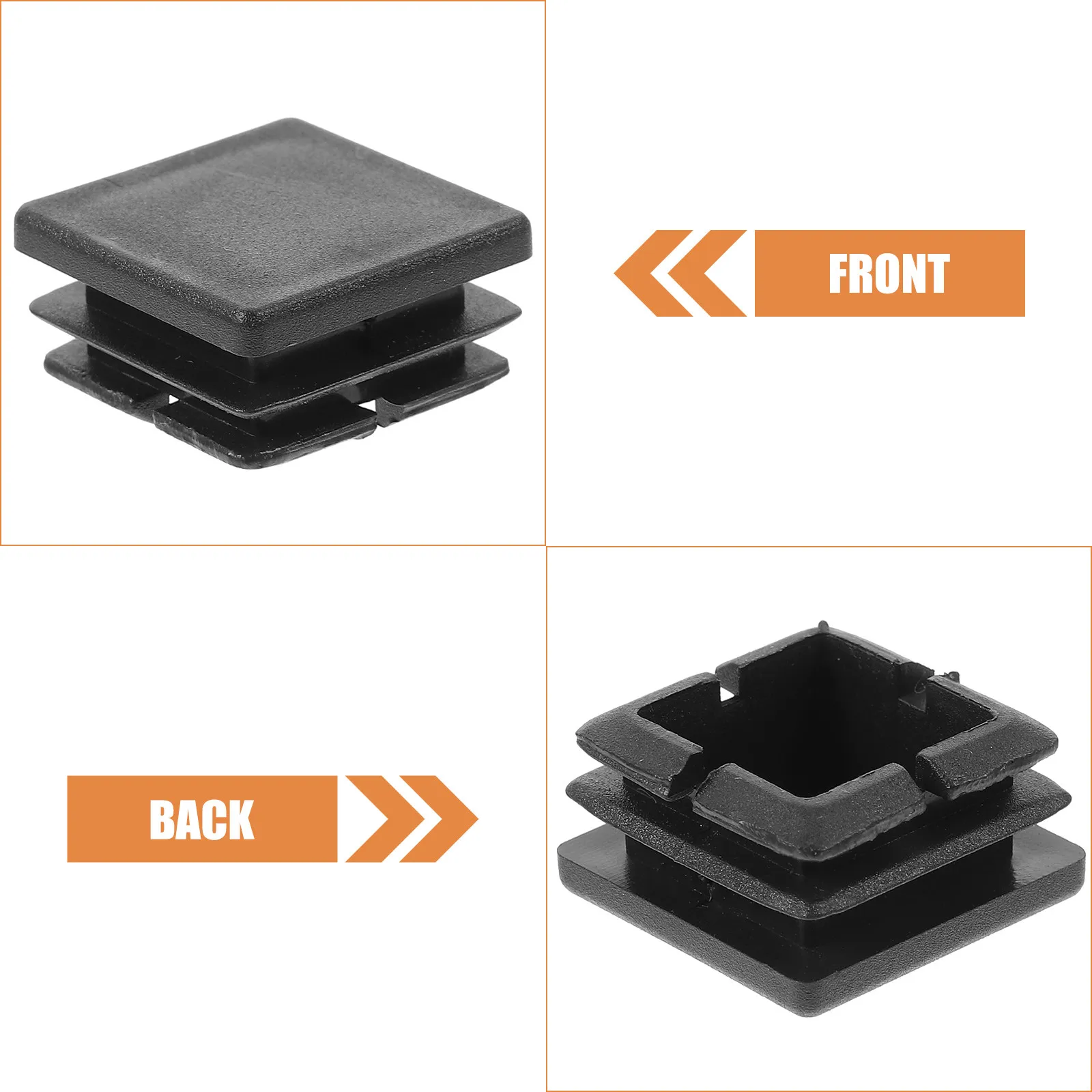 12Pcs Square Post End Inserts Plastic Tube End Caps Chair Leg Plugs Furniture Protector Plastic Hole Inserts Caps for Tube
