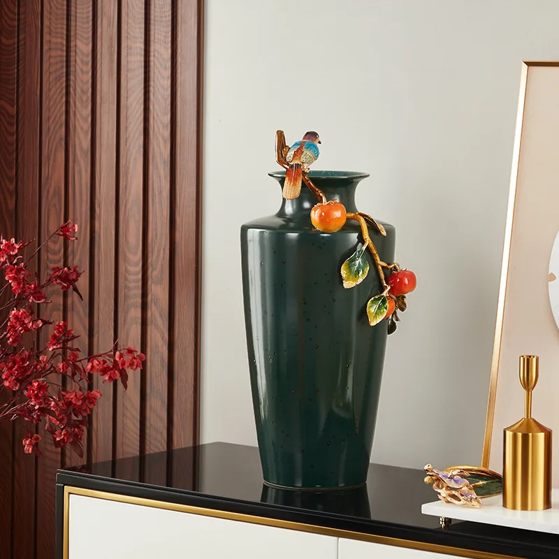 Light luxury new Chinese enamel bottle, ceramic home desktop, dried flower arrangement creative decorative ornament