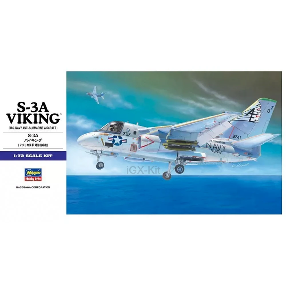 Hasegawa 00537 1/72 Scale US S3A S-3A Viking Anti Submarine Aircraft Plane Hobby Craft Toy Plastic Model Building Kit