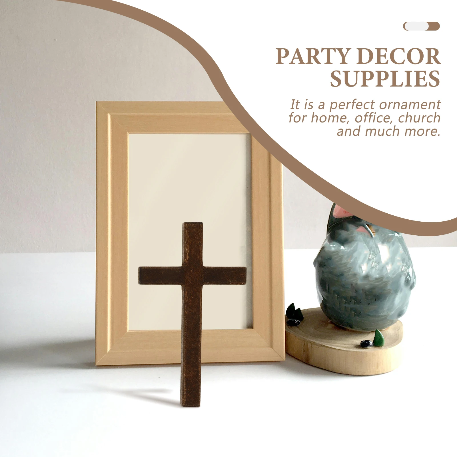 

6 pcs Wooden Cross Ornaments Handmade Religious Prayer Catholic DIY Brown Office Church