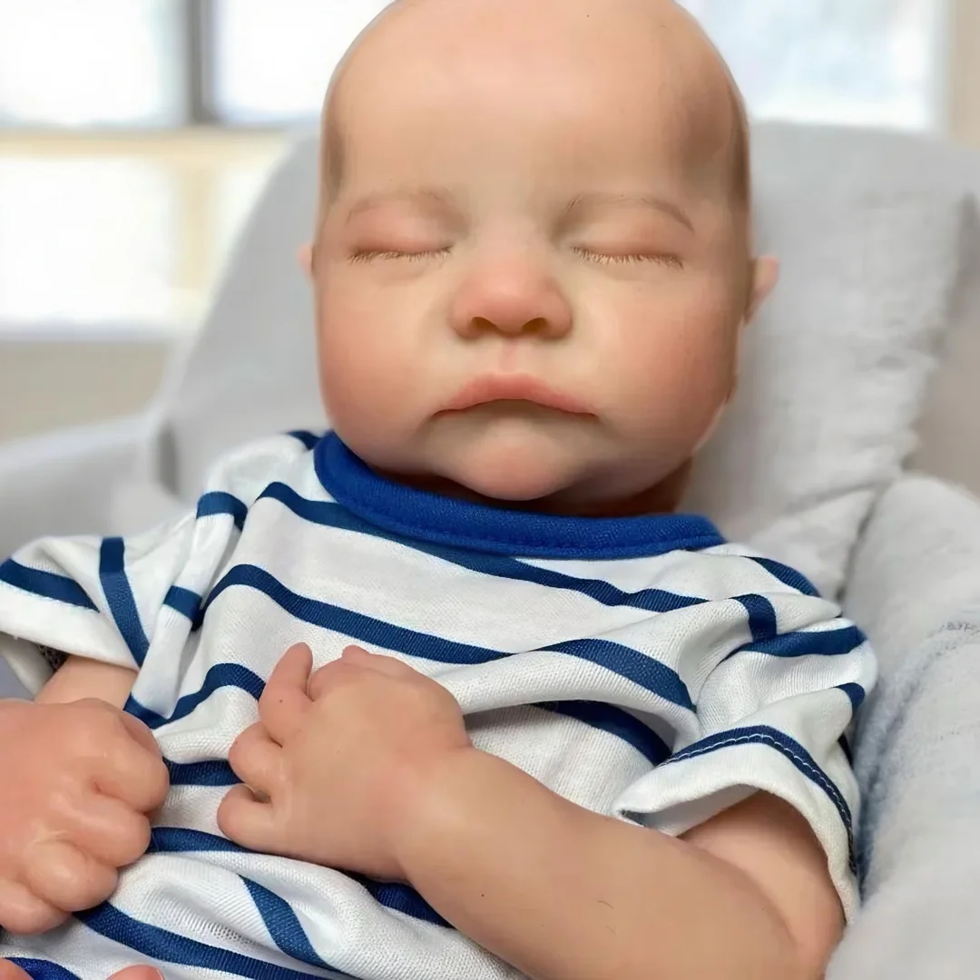 

16-дюймовая мягкая силиконовая кукла Levi с открытым ртом и моющейся крышкой Bebe Reborn Boy с 3D-окрашенной кожей, реалистичная реалистичная кукла для новорожденного мальчика