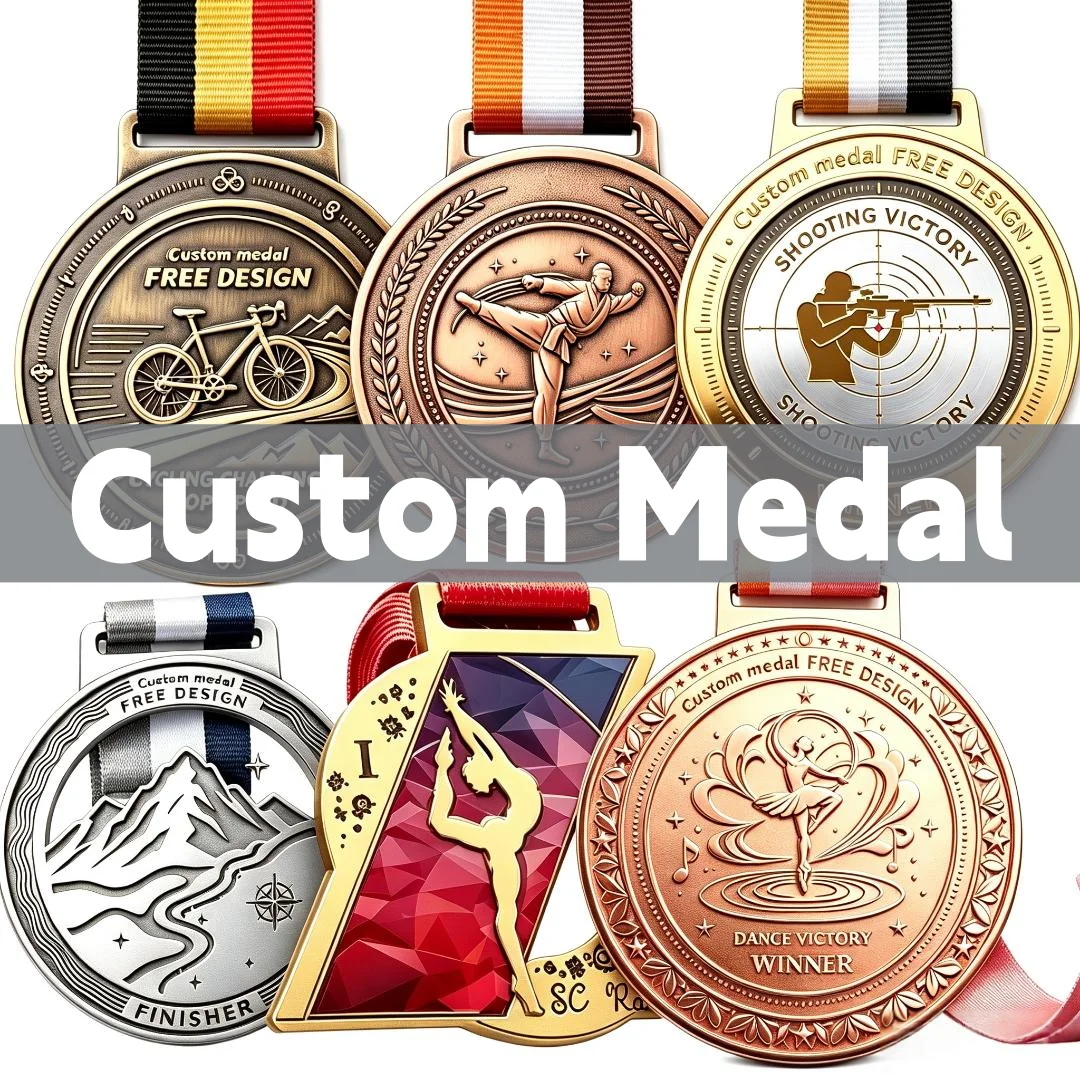 Custom Sports Medal Free Design 3D Enamel Cycling Karate Shooting Hiking Dance Competition Souvenir Custom Logo With Lanyard