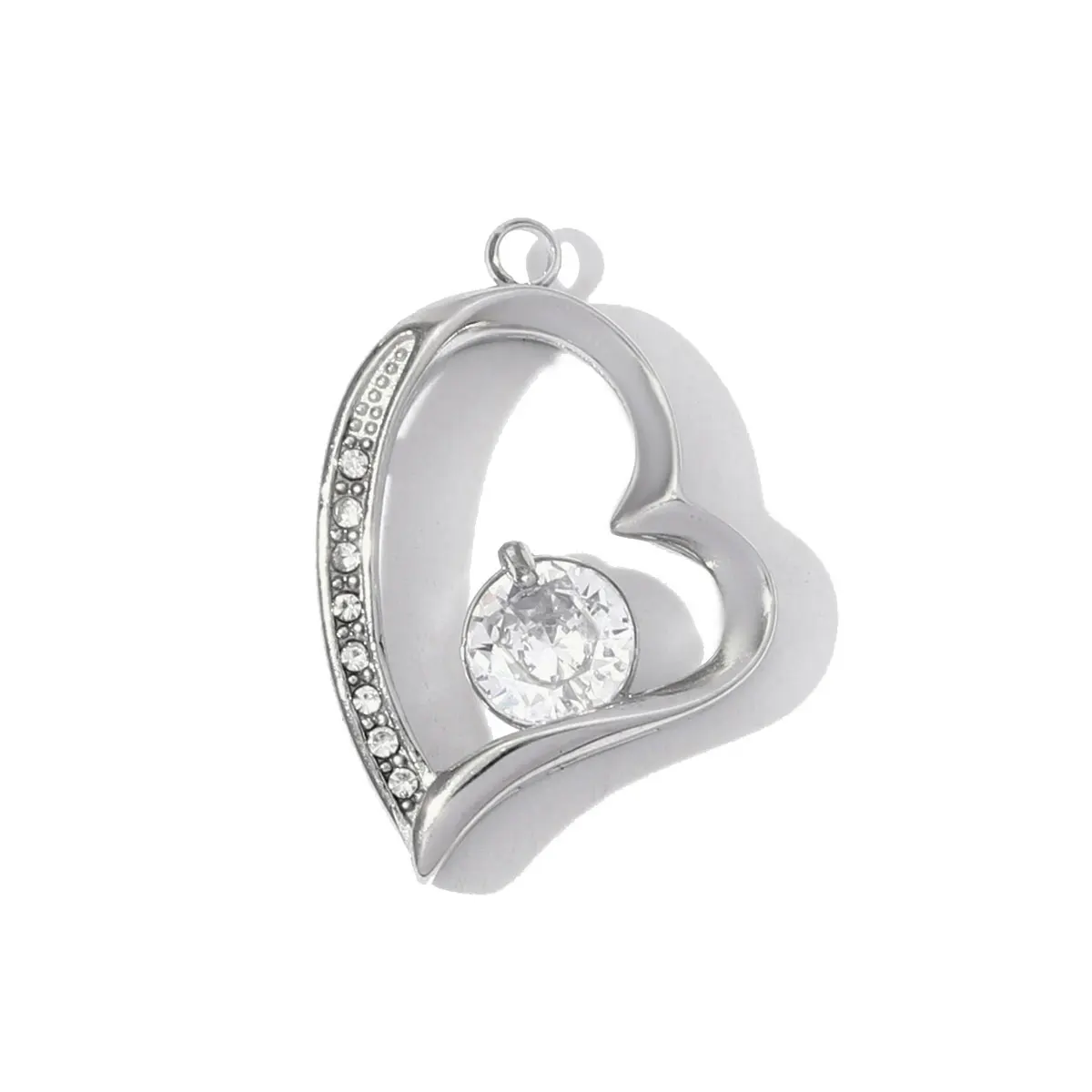 

3Pcs/Lot Stainless Steel Love Mother Heart Charms Rhinestone Pendant For DIY Making Earrings Necklace Accessories Wholesale