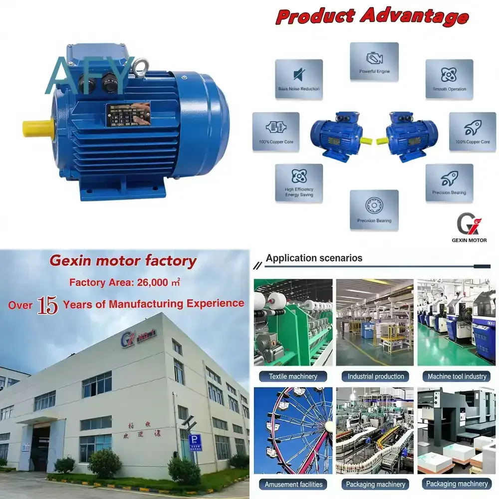 1HP 2HP 3HP 4HP 5.5HP 7.5HP 10HP AC Induction Motor 380V 6-Pole Three-Phase Motor for Corn Flour Mill