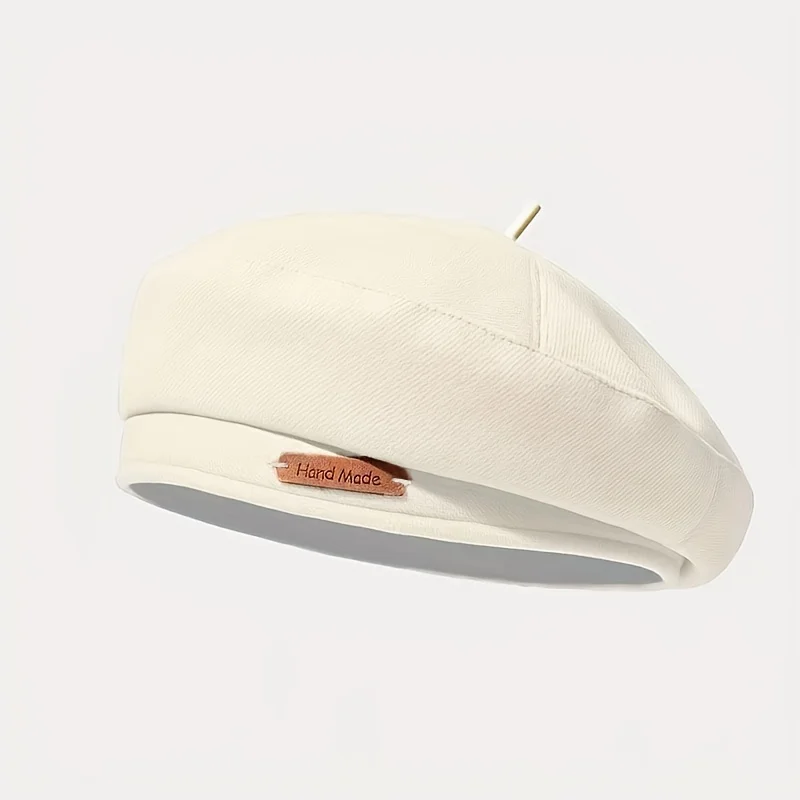 Maillard-Stil Französische Baskenmützen für Damen Beige Baskenmütze Einfarbige Baumwoll-Baskenmütze für Frauen Mädchen Damen – Detail 7