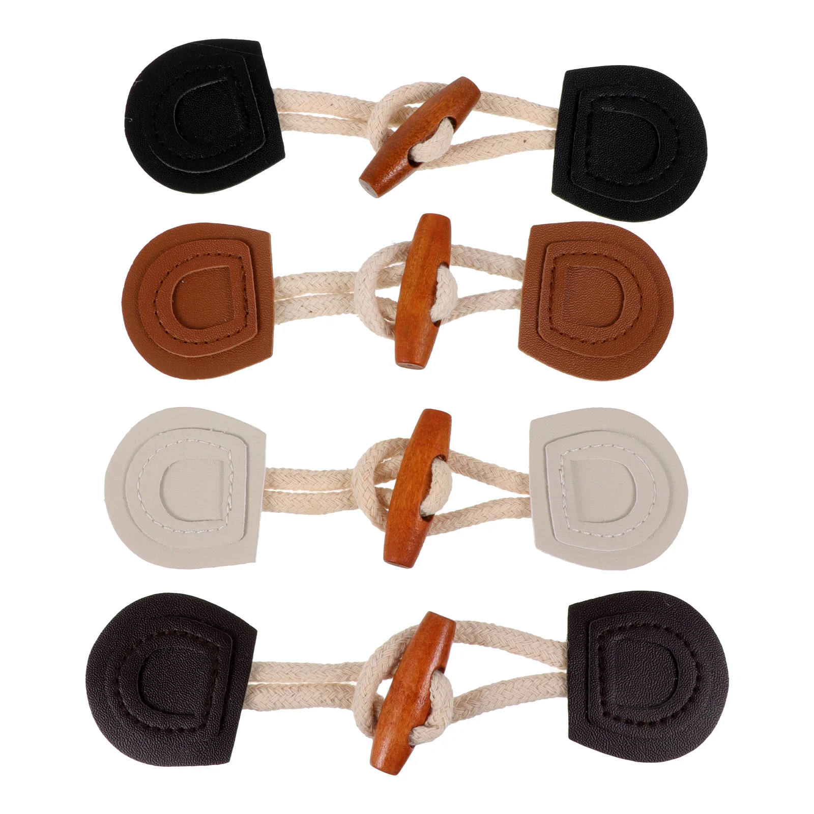 

4Pairs Horn Toggle Buttons PU Wooden Elegant Sewing Replacement Clothing Coat Jacket Sweater Buttons Coat Button