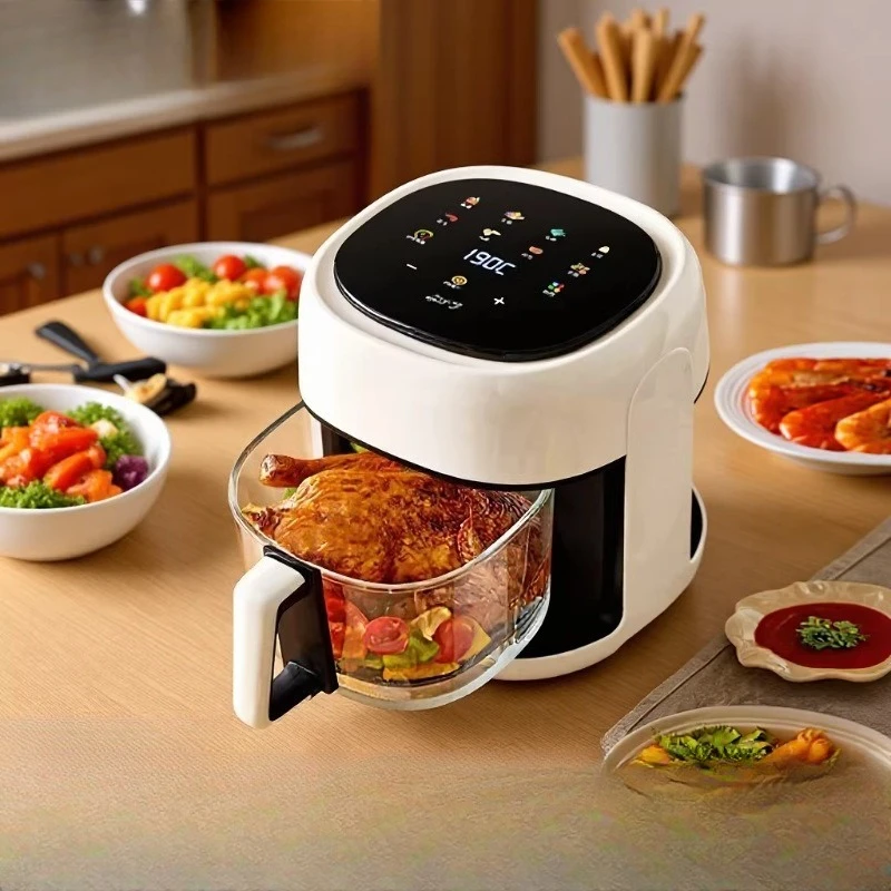 4L no-turn glass visual air fryer, multi-functional touch smart air electric fryer