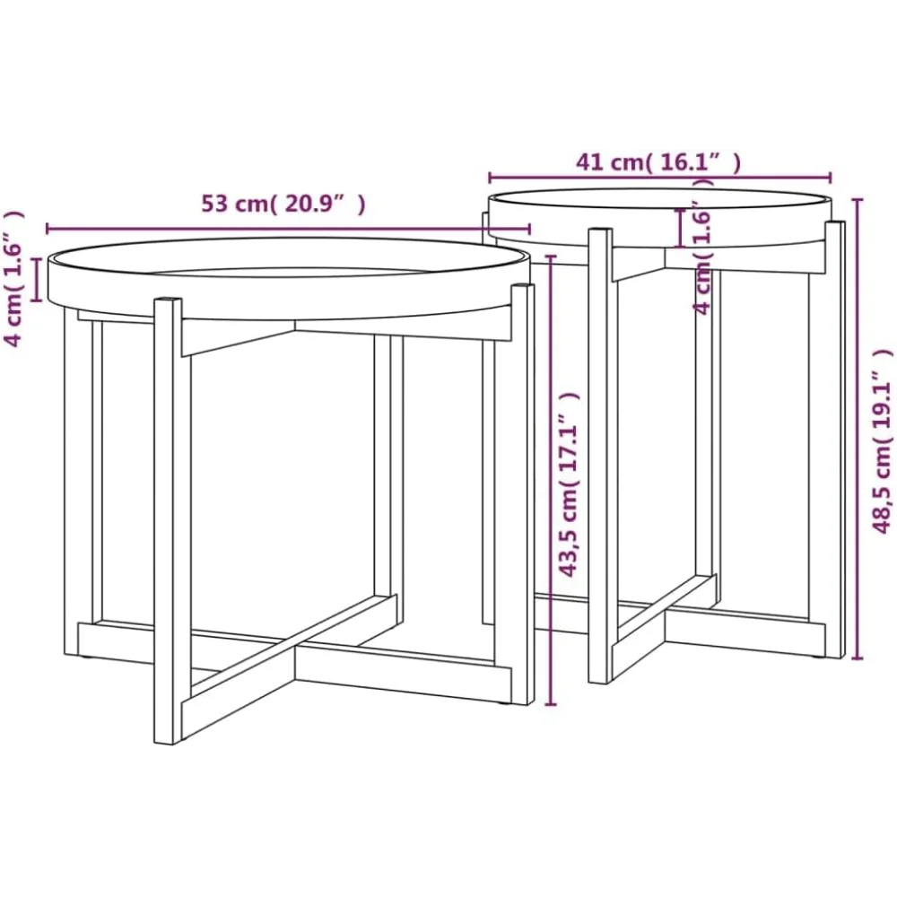 Coffee Table Set - Contemporary Side/End Tables with Spacious Top, Made of Engineered Wood & Solid Pine