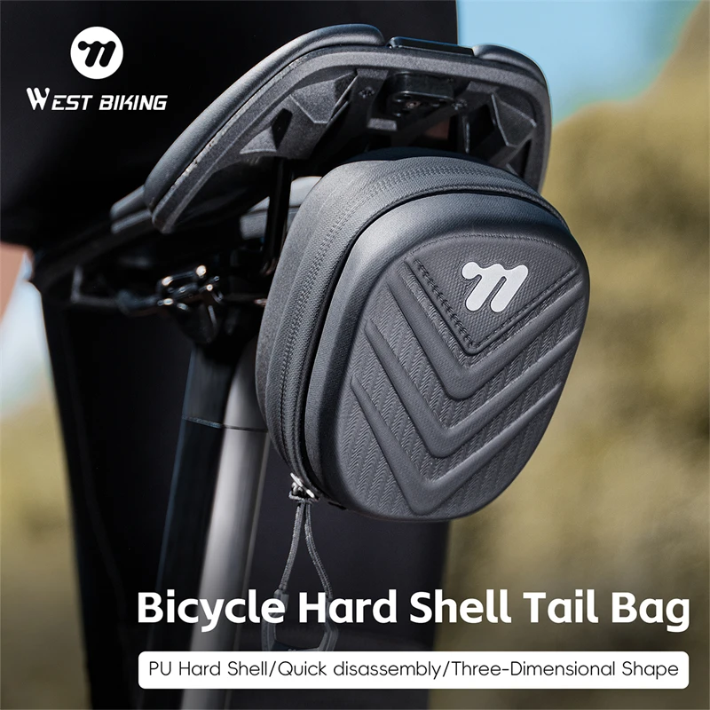 

WEST BIKING Велосипедные седельные сумки Мини-портативные сумки для хранения инструментов PU Велосипедные сумки с твердым корпусом Водонепроницаемая 3D-седло для верховой езды