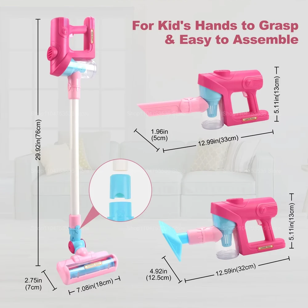 Elektrischer Mini-Staubsauger mit Licht und Musik, Reiniger, vorgetäuscht, Spielzeug für Kinder, Haushalt, Spielzeug, Reinigungsset, Geschenke für Mädchen und Jungen