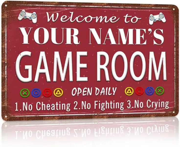 Custom Game Room Metal Tin Sign Personalized Name Aluminum Sign Video Game Decor For Boys Room