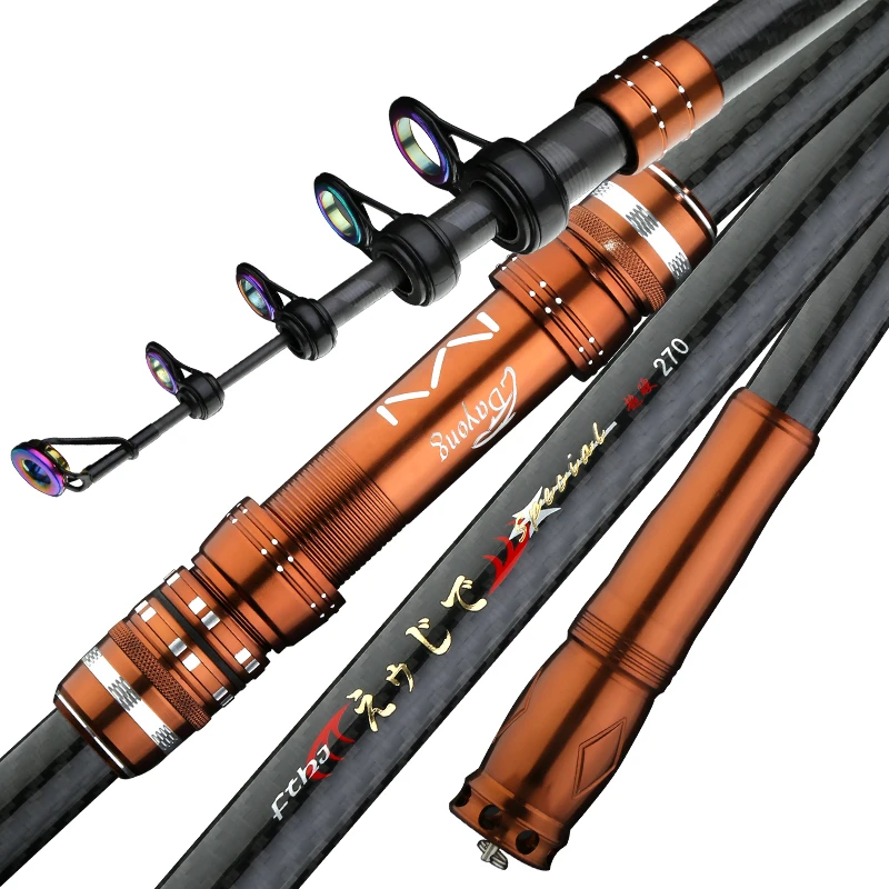 High Quality Super Hard Carbon Telescopic Fishing Rod Set with Reel Ultra Light Portable Throwing Seapole Power Hand Rod 2-3.6m