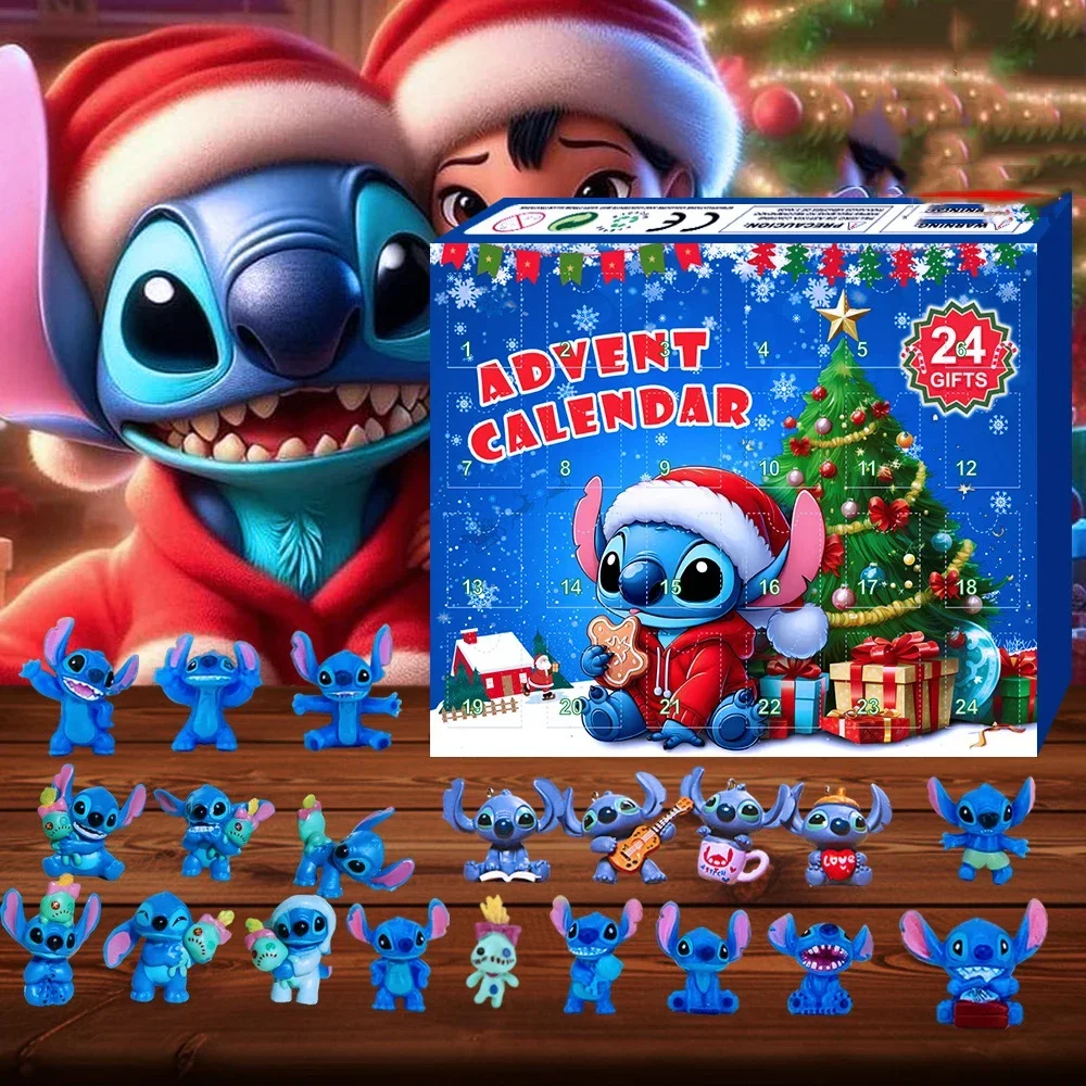 24PCS ديزني اكسسوارات خياطة عيد الميلاد عيد الميلاد صندوق التقويم ليلو و خياطة نموذج دمية أرقام أنيمي هدية عيد الميلاد للأطفال ولد لعبة #2