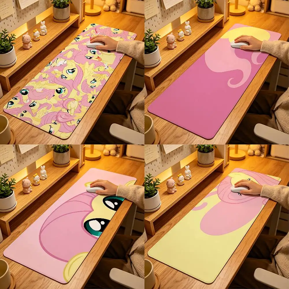 Cute-F-Fluttershys Kawaii Mouse Pad Computer Mat Deskpad Laptop Keyboard Mat Office Large Landscape Mousepad