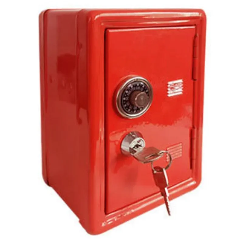 Upgrade Safe Box Organizer Iron Pink Desk Decorative Box Piggy Bank Metal Mini Cabinet Money Storage Box