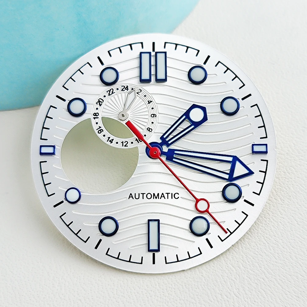31mm NH39 Dial Wave-Textured Dial Diversified Hands Customizable Logo Dial Green Luminous Watch Dial Fit NH39 Watch Accessories