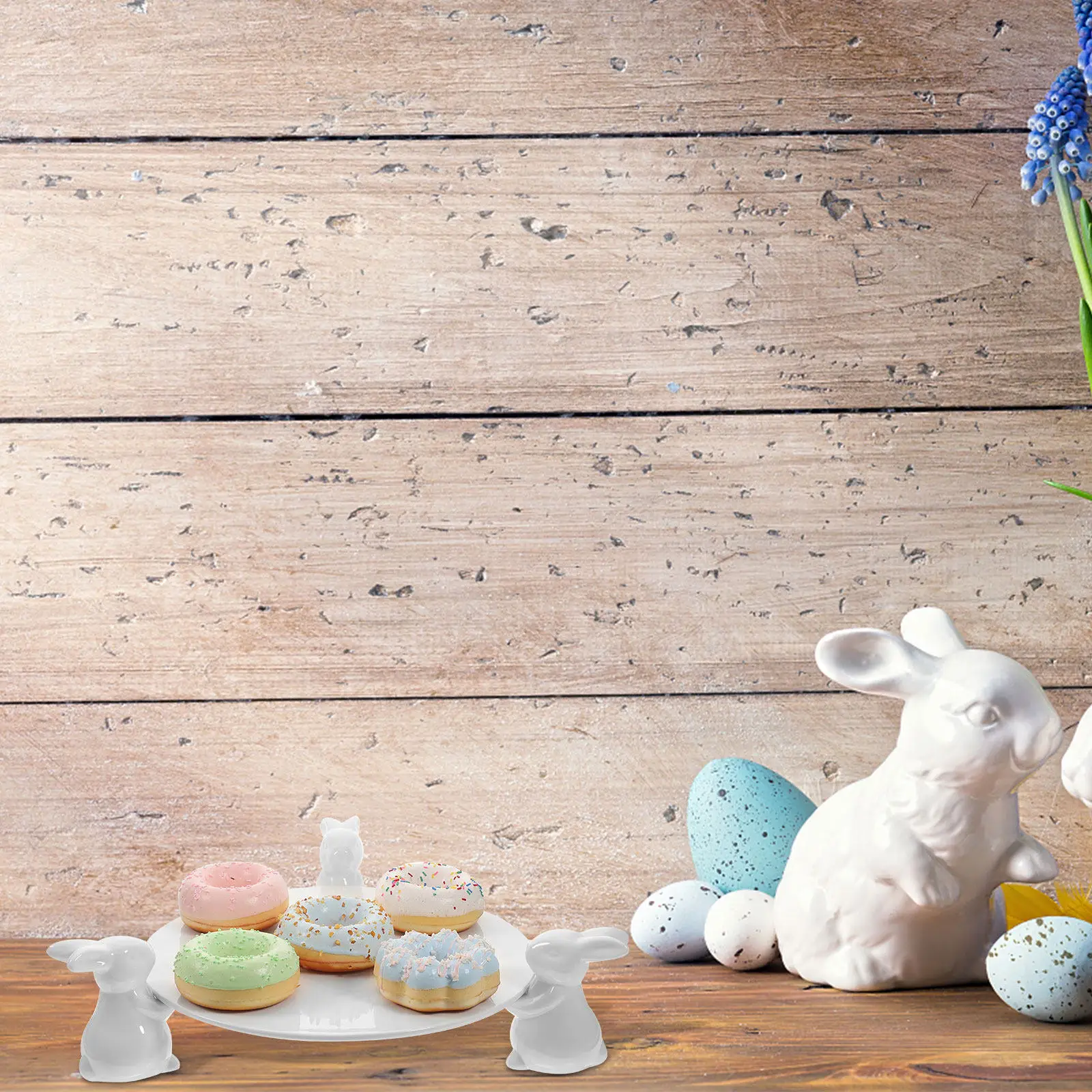 

1Set Easter Cake Tray Ceramic Round Cake Stand Fruit Plate Rabbit Ornament Dessert Display Tray for Party Fruit Plate