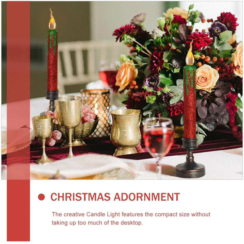 

2Pcs Wedding Decoration Light Xmas Themed Decorative LED Powered Flameless Electric Lamps for Christmas