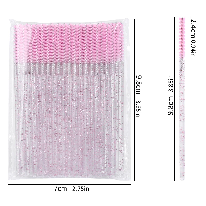 使い捨てクリスタル眉毛ブラシ,つけまつげアクセサリー,ダイヤモンドハンドル,アプリケーター,50ユニット