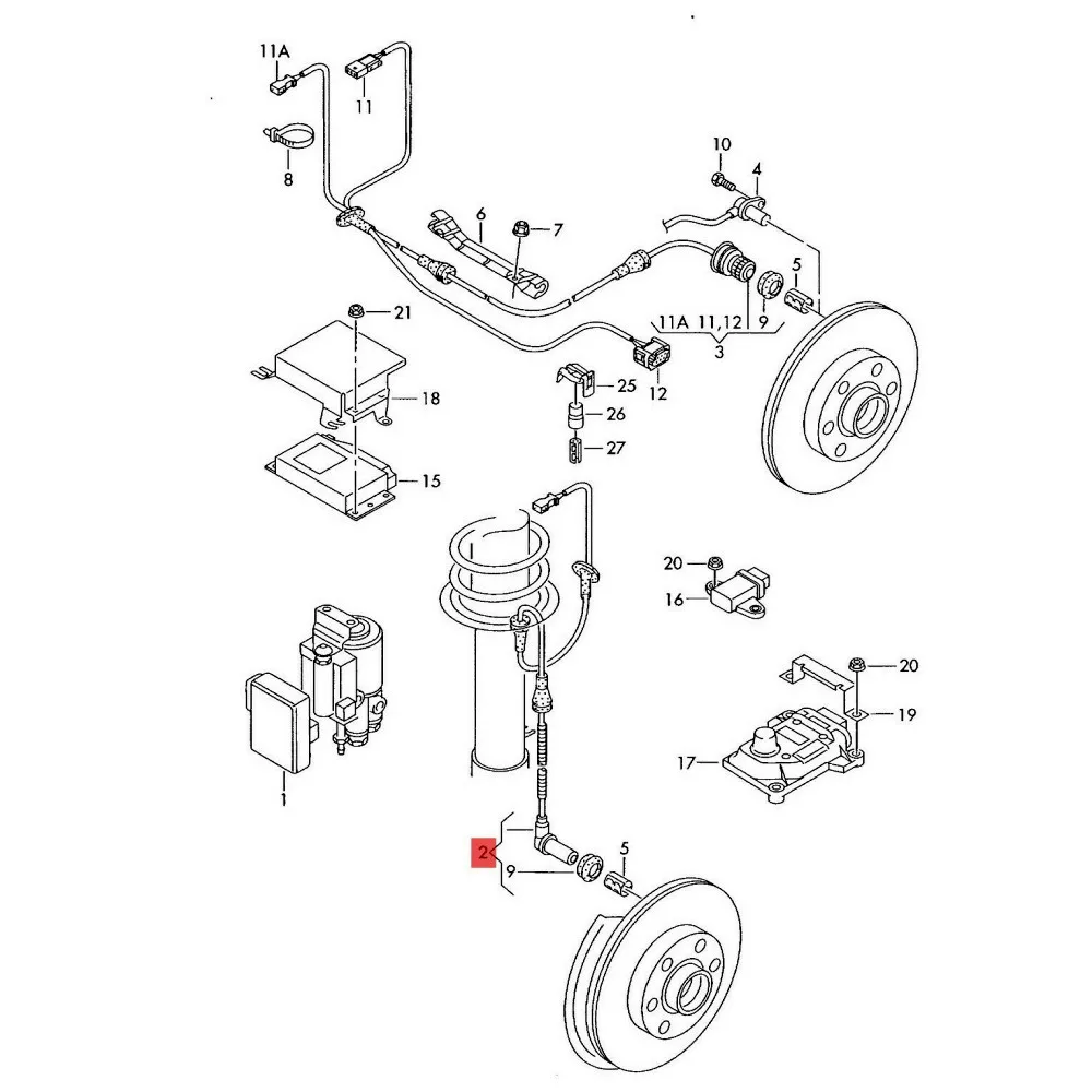 Capteur Vitesse Roue ABS Avant G/D – Compatible Audi A4 A6 S4 VW Passat B5 8D0927803B