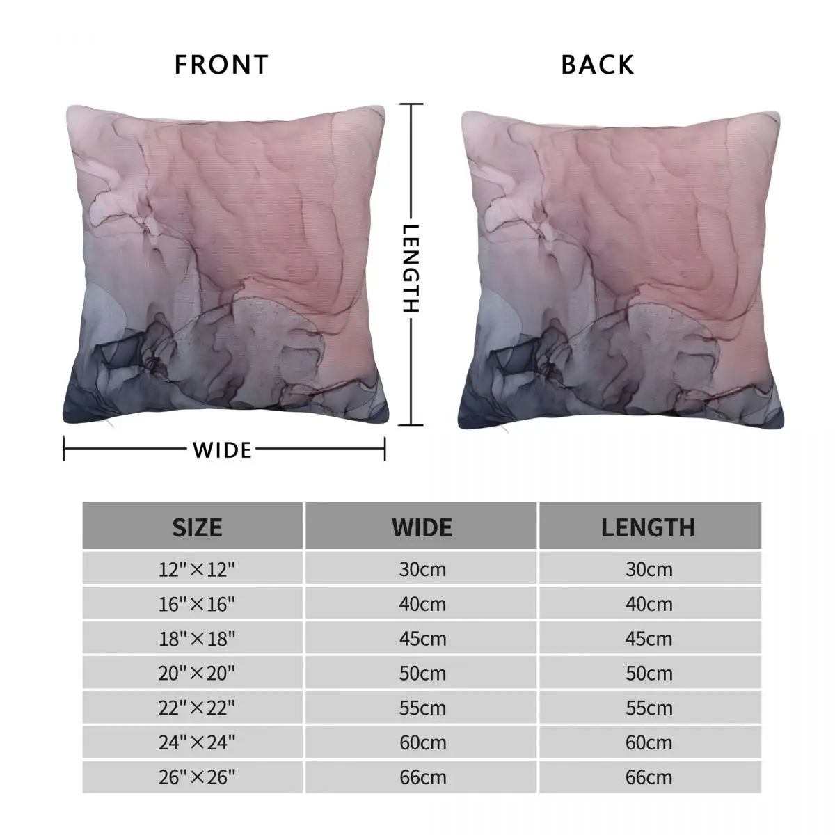 Blush Gray Flowing Ombre Square Pillowcase Polyester Linen Velvet Creative Zip Decor Room Cushion Cover Wholesale 18